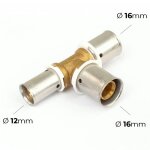 Raccord per à sertir - té réduit - diamètre tubes 16 - 16 - 12 mm boutté Raccord per à sertir - té réduit - diamètre tubes 16 - 16 - 12 mm boutté