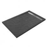 Receveur de douche effet pierre gris - caniveau - 120 x 80 cm - pedra aurlane
