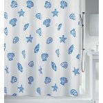 Rideau de douche - 120 x 200 cm - bleu et blanc - polyester - concha spirella Rideau de douche - 120 x 200 cm - bleu et blanc - polyester - concha spirella