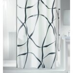 Rideau de douche - 120 x 200 cm - noir et blanc - polyester - ribbon spirella Rideau de douche - 120 x 200 cm - noir et blanc - polyester - ribbon spirella