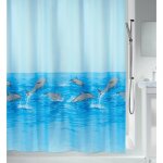 Rideau de douche - 240 x 180 cm - bleu - polyester - motif dauphin spirella Rideau de douche - 240 x 180 cm - bleu - polyester - motif dauphin spirella