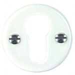 Rosace ronde cl� i pour cylindre - porcelaine blanche - 48 mm m�rigous