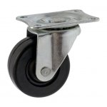 Roulette drill en caoutchouc noir sur platine pivotante - diamtre 40mm guitel