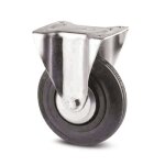 Roulette fixe sur platine - charge 100kg roue caoutchouc - diam�tre 125 mm tente