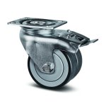 Roulette pivotante double galet - blocage total - platine -  75 mm - agila twin tente