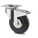 Roulette pivotante  frein sur platine charges - charge 205kg roue caoutchouc -  200 mm tente