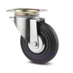 Roulette pivotante sur platine - charge 100 kg roue caoutchouc - diam�tre 125 mm tente