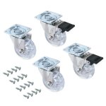 Roulette � roue transparente - platine pivotante - par 4 - 75 mm emuca