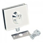 Serrure basse de porte en verre - cylindre traversant - chrom� - 1358 assa abloy