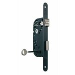 Serrure  larder -  pne dormant - axe 40 mm - gauche - noire - d25 vachette