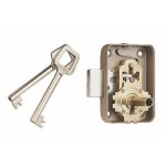 Serrure de meuble  3 gorges 224 - largeur 50 mm - axe 25 mm - main droite vachette