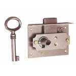 Serrure de meuble rustique - l 65 mm - h 55 mm - axe 35 mm bricozor