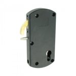 Serrure portail en applique  mentonnet - polyamide noir - modulox gb tirard