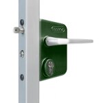 Serrure portail battant  cylindre pour profil 40  60 mm - lakq 40 vert locinox