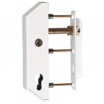 Serrure de portail blanc - pose verticale - cylindre europen - cadre 30 mm tirard