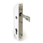 Serrure de portail blanc - pose verticale - cylindre europen - cadre 50 mm tirard
