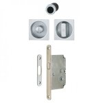 Serrure porte coulissante � condamnation rosace carr� - 4921 - chrom� satin� hoppe