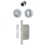 Serrure porte coulissante - � condamnation - rosace - chrom� satin� hoppe