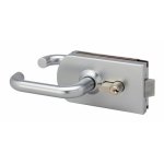 Serrure de porte en verre - � cylindre - d�port�e - inox poli - 9845 m�talux