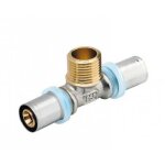 Té à sertir pour tube multicouche Ø16 filetage mâle 15x21 à visser au centre rbm Té à sertir pour tube multicouche Ø16 filetage mâle 15x21 à visser au centre rbm