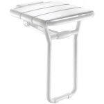 Sige de douche relevable alu finition blanc assise 360x407 mm delabie