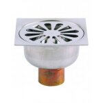 Siphon de sol - en laiton -  souder - sortie verticale - 100x100 valentin