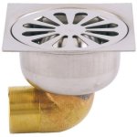 Siphon de sol - en laiton -  souder - sortie verticale - 100x100 valentin