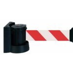 Support mural - avec sangle rouge / blanc �tirable de 3 m - abs noir - � fixer novap