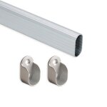 Tube de penderie ovale 30 x15 mm - avec supports - par 2 - 750 mm emuca