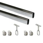 Tube penderie ovale 30 x 15 mm - acier - avec supports - 1150 mm - par 2 emuca