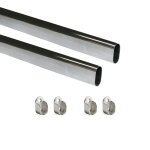 Tube de penderie ovale 30 x 15 mm - acier - avec supports - 750 mm - par 2 emuca