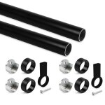 Tube penderie rond 28 mm - alu - avec supports - par 2 - noir - 1150mm emuca