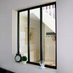 Verrire intrieure 3 carreaux 108 x 93, 2 cm noir lisse kit atelier