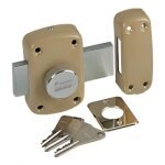 Verrou en applique à bouton - pêne 110 mm - cylindre 30 mm - cyclop 7600 vachette Verrou en applique à bouton - pêne 110 mm - cylindre 30 mm - cyclop 7600 vachette