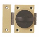 Verrou en applique -  bouton tournant  ressort - largeur 35 mm vachette
