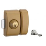 Verrou en applique - universel -  double cylindre - 45 mm - or fth thirard