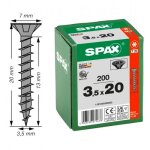 Vis universelle t�te frais�e zingu�e noire 3, 5 x 20 mm par 200 spax