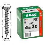 Vis universelle t�te frais�e zingu�e noire 4, 50 x 20 mm par 200 spax