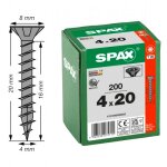 Vis universelle t�te frais�e zingu�e noire 4 x 20 mm par 200 spax