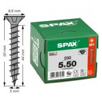 Vis universelle t�te frais�e zingu�e noire 5 x 50 mm par 200 spax