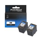 Cartouche compatible hp 27 (c8727ae) - 2x noir - multipack