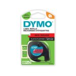 Dymo s0721630 (91203) - (12 mm) - noir sur rouge - ruban
