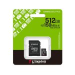Kingston 512gb microsdxc canvas select plus gen3 150mb / s a1 card + adapter - carte sd