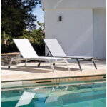 Bain de soleil aluminium avec roulettes anthracite