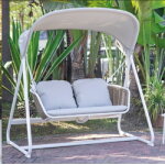 Balancelle de jardin aluminium et rsine tresse