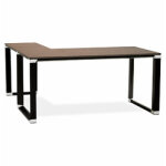 Bureau d'angle design 'xline' en bois finition noyer et mtal noir (angle au choix) - 160 cm
