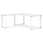 Bureau de direction en angle design 'xline' 160 en verre blanc (angle au choix) - 160 cm