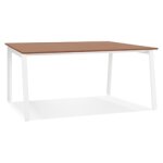 Bureau droit design 'amadeus' en bois finition noyer et mtal blanc - 160x80 cm