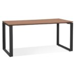 Bureau droit design 'bakus' en bois finition noyer et mtal noir - 160x80 cm
