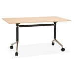 Bureau pliable 'flexo' sur roulettes en bois finition naturelle - 140x70 cm Bureau pliable 'flexo' sur roulettes en bois finition naturelle - 140x70 cm
